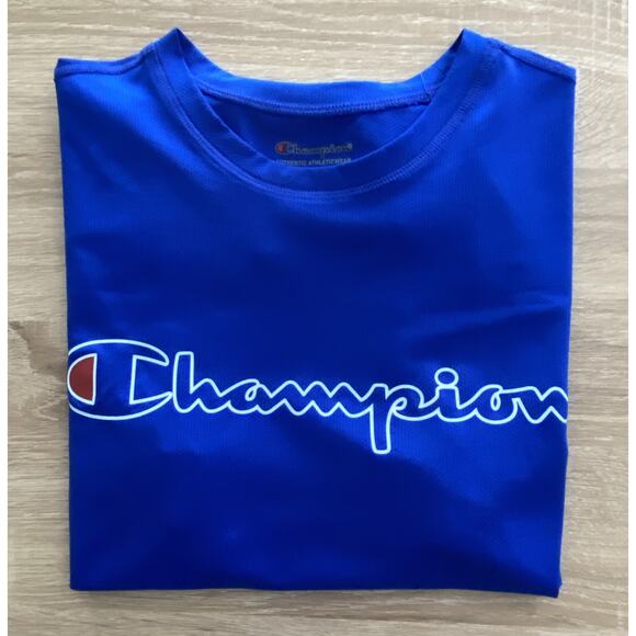 Champion Other - Champion Men's Small Logo Print T-Shirt Mesh Crew Neck Short Sleeve Blue NEW